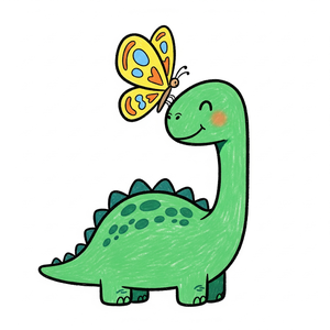 Gentle Dinosaur with a Butterfly on its Nose